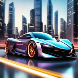 A sleek, futuristic sports car designed with advanced technology, resembling a Formula 1 racing car