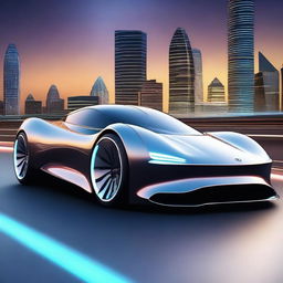 A sleek, futuristic sports car designed with advanced technology, resembling a Formula 1 racing car