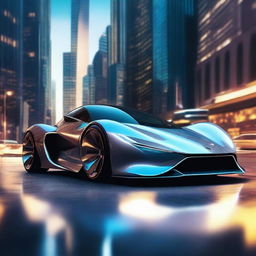 A sleek, futuristic sports car designed with advanced technology, resembling a Formula 1 racing car