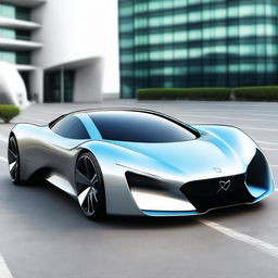 A sleek, futuristic sports car designed with advanced technology, resembling a mix between a Formula 1 racing car, a Tron bike, and elements from Avatar