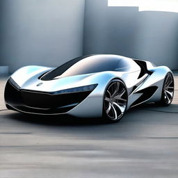 A sleek, futuristic sports car designed with advanced technology, resembling a mix between a Formula 1 racing car, a Tron bike, and elements from Avatar