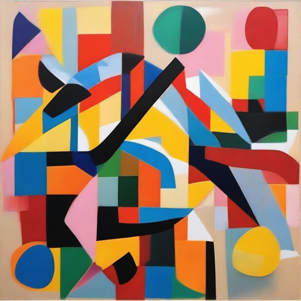 Create an image titled 'A Arte Contemporânea' featuring several paintings of abstract art