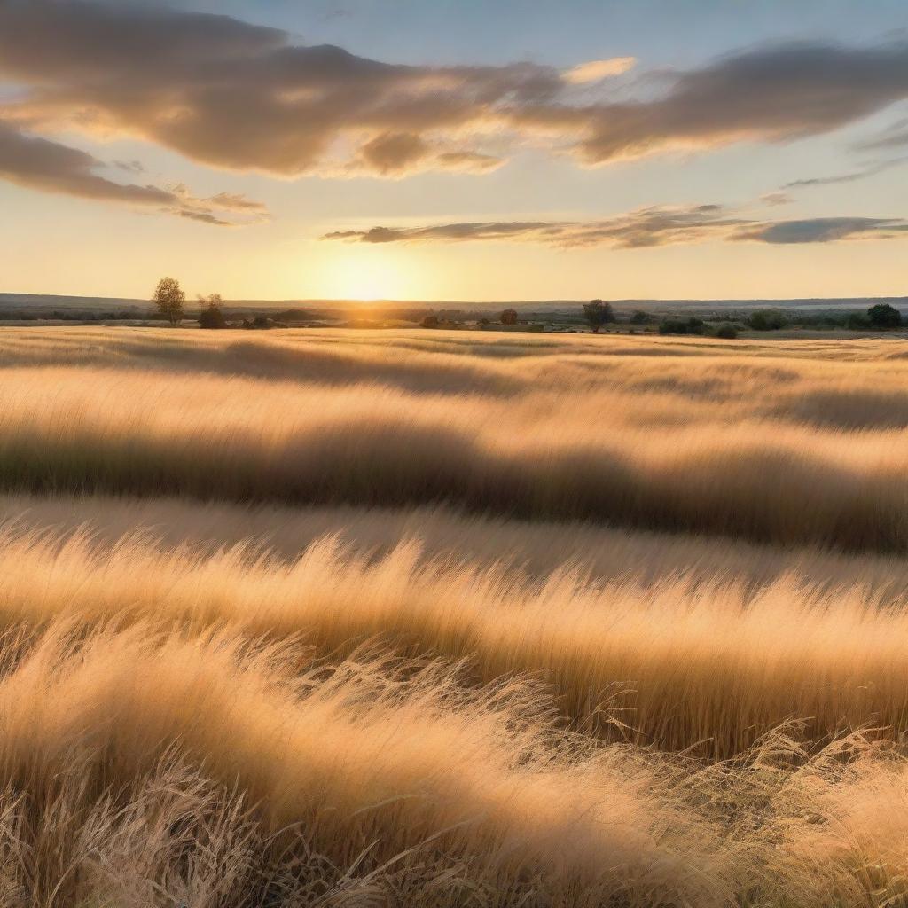 A sunlit field bathed in golden light