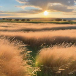 A sunlit field bathed in golden light