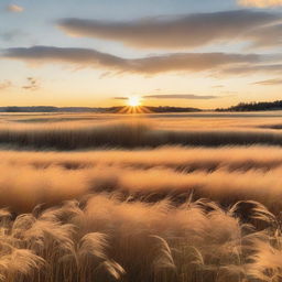 A sunlit field bathed in golden light