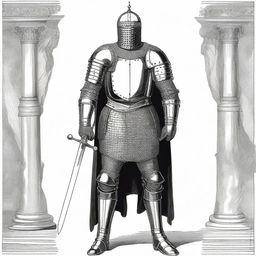 Illustration of an imposing Baltic knight adorned in impressive full-body lamellar, scale, or plate armor