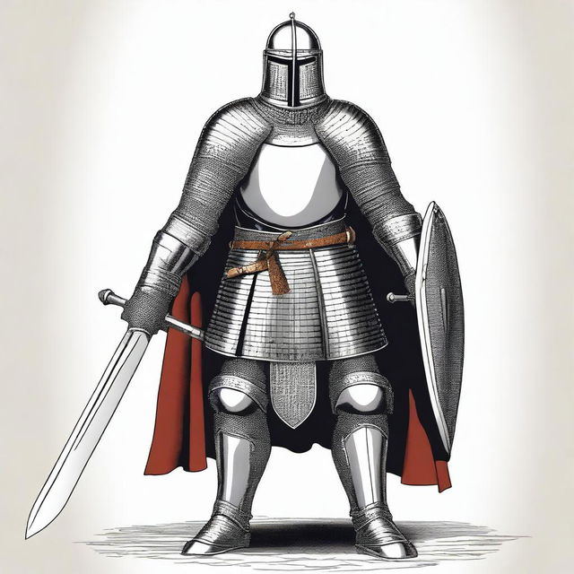 Illustration of an imposing Baltic knight adorned in impressive full-body lamellar, scale, or plate armor