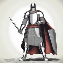 Illustration of an imposing Baltic knight adorned in impressive full-body lamellar, scale, or plate armor