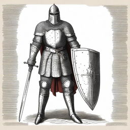 Illustration of an imposing Baltic knight adorned in impressive full-body lamellar, scale, or plate armor