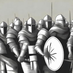 Illustration of a group of medieval soldiers ready for battle