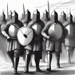 Illustration of a group of medieval soldiers ready for battle