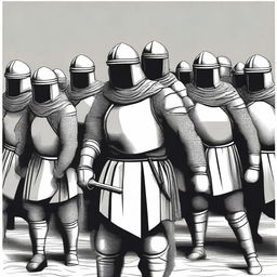 Illustration of a group of medieval soldiers ready for battle