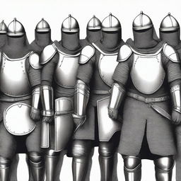 An illustration of a squad of medieval soldiers ready for battle