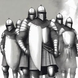 An illustration of a squad of medieval soldiers ready for battle