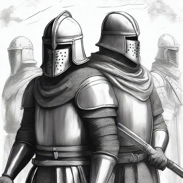 An illustration of a squad of medieval soldiers ready for battle