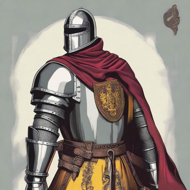 An illustration of a Baltic traveling knight wearing imposing armor