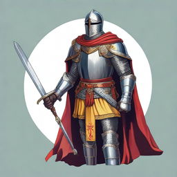 An illustration of a Baltic traveling knight wearing imposing armor