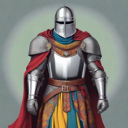 An illustration of a Baltic traveling knight wearing imposing armor