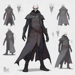 A detailed character design for a male changeling who is a phantom rogue in a Dungeons & Dragons setting