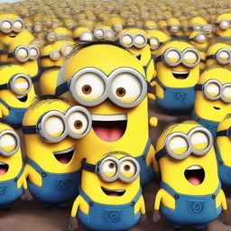 A humorous scene featuring Minions screaming and looking scared