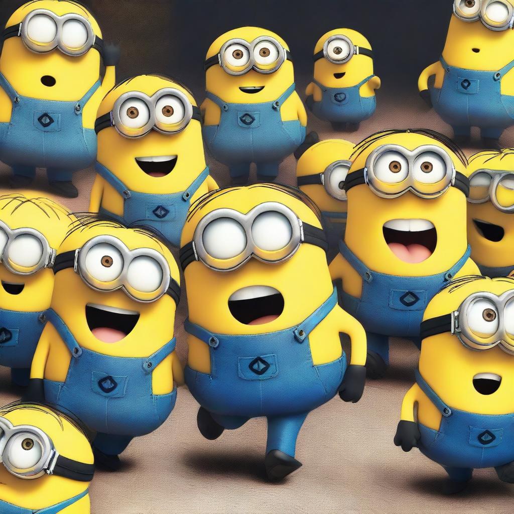 A humorous scene featuring Minions screaming and looking scared