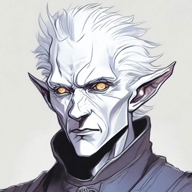 A detailed illustration of a male changeling character from Dungeons & Dragons