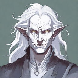 A detailed illustration of a male changeling character from Dungeons & Dragons