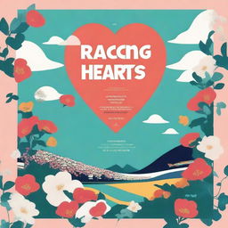 The book cover for 'Racing Hearts' is visually captivating and evocative