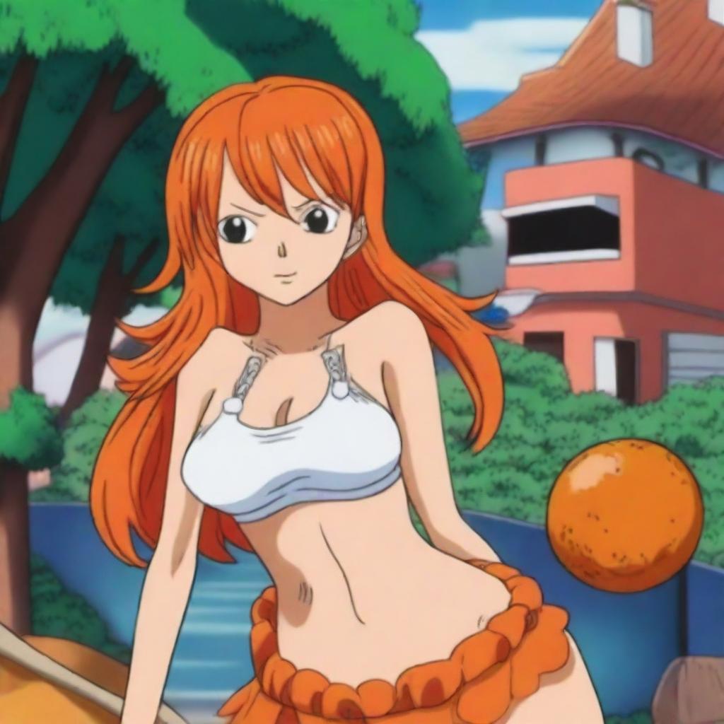 A detailed illustration of Nami, the character from One Piece