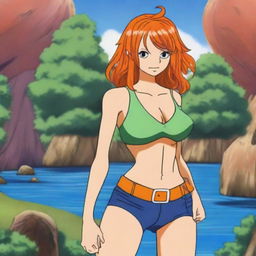 A detailed illustration of Nami, the character from One Piece