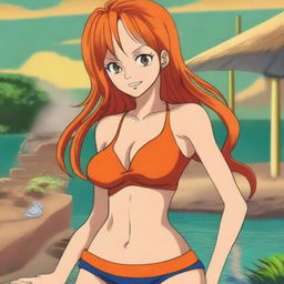 A detailed illustration of Nami, the character from One Piece