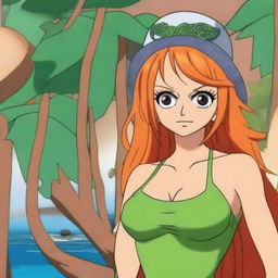 A detailed illustration of Nami, the character from One Piece