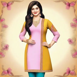 Create an image of Babita ji from TMKOC, depicted in a stylish and modern outfit