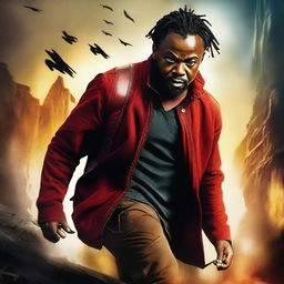 Create a movie poster featuring Kendrick Johnsson, a heroic character in an epic adventure