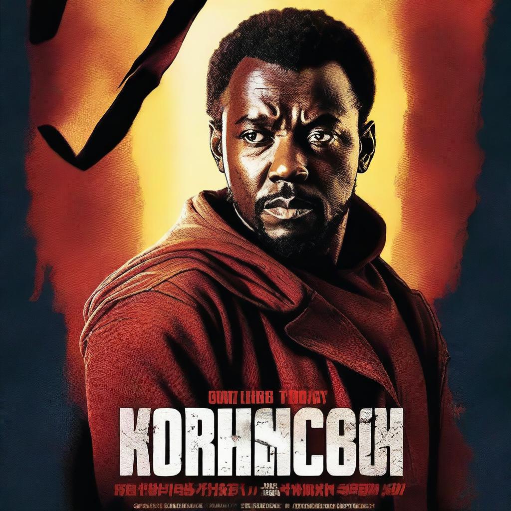 Create a movie poster featuring Kendrick Johnsson, a heroic character in an epic adventure