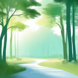 Generate a serene and peaceful natural landscape background with a soft focus on the horizon