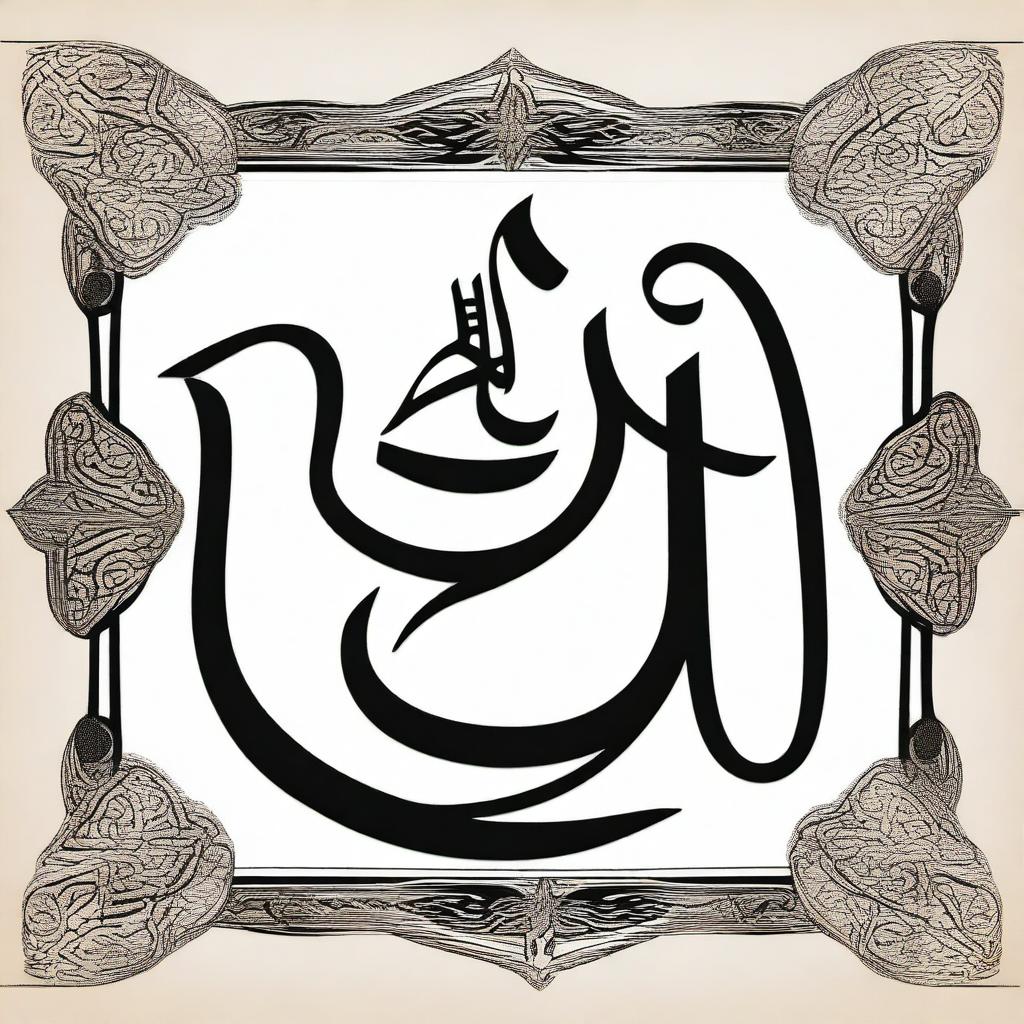 A detailed and elegant pencil drawing of the name 'Allah' in calligraphy style