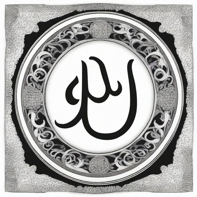 A detailed and elegant pencil drawing of the name 'Allah' in calligraphy style