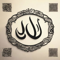 Create an elegant piece of calligraphy featuring the word 'Allah' in Arabic language