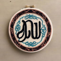 A punch needle design featuring the name 'ALLAH' in Arabic calligraphy