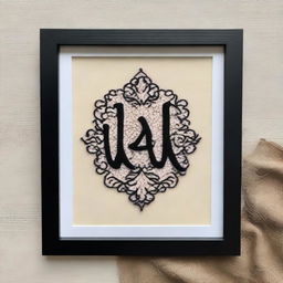 A punch needle design featuring the name 'ALLAH' in Arabic calligraphy, framed in an A4 size