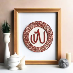 Create an intricate punch needle emboss art featuring the name 'Allah' on an A4 size frame