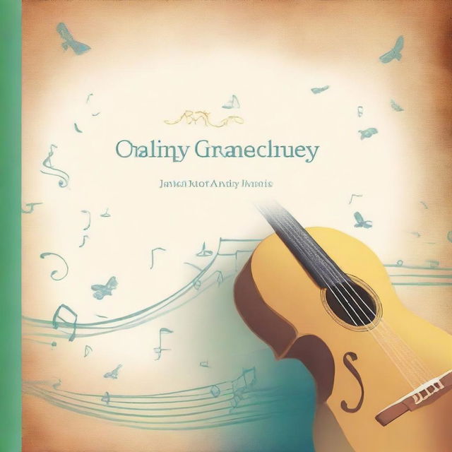 A book cover design for a music therapy book that illustrates themes of calmness, hope, joy, inspiration, comfort, healing, connection, harmony, serenity, and empowerment