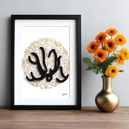 Create an intricate punch needle emboss art featuring the name 'Allah' on an A4 size frame