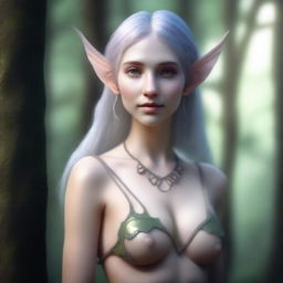 A semi-nude elf woman with delicate features and pointed ears