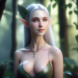 A semi-nude elf woman with delicate features and pointed ears