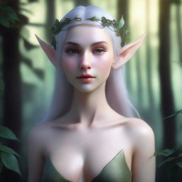 A semi-nude elf woman with delicate features and pointed ears