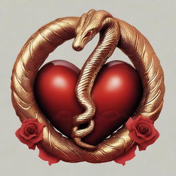 A golden serpent coiled around a human heart