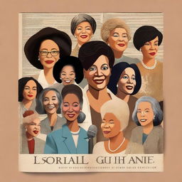 Create a book cover featuring a collage of famous women throughout history giving speeches