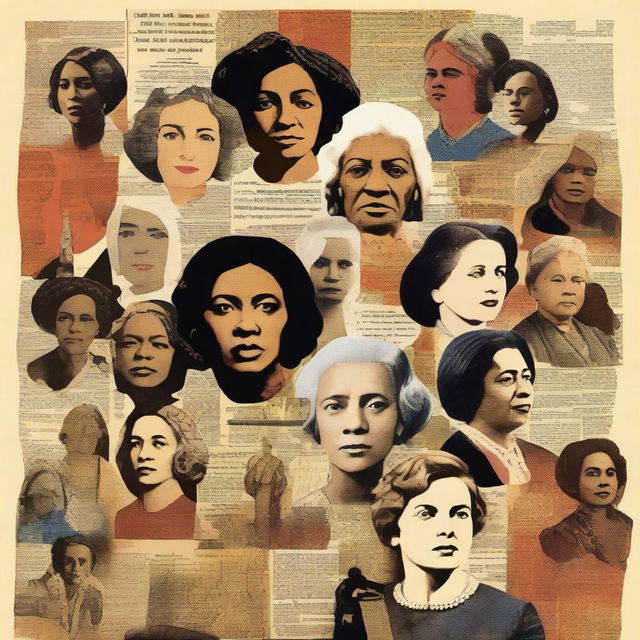 A book cover design featuring a collage of famous women throughout history, each depicted giving powerful speeches